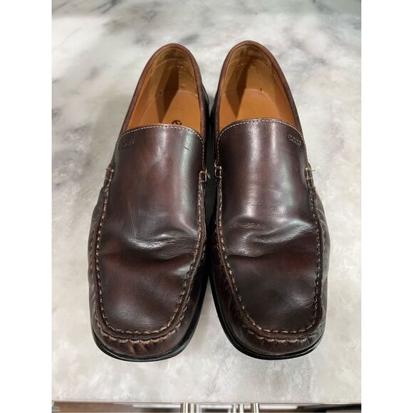 ECCO Men’s Brown Leather Loafers Size EU 45 US 11-11.5 Extra Width Comfort - Picture 1 of 10
